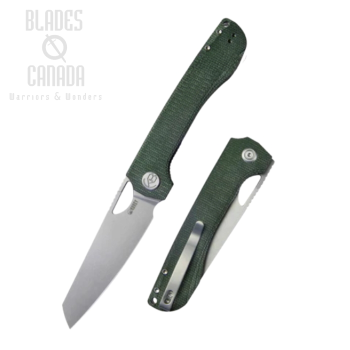 Kubey Elang Folding Knife, AUS10, Micarta Green, KU365E (image for) Kubey Elang Folding Knife, AUS10, Micarta Green, KU365E