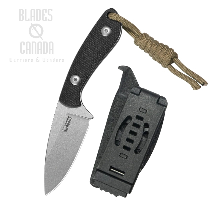 Kubey Bloom Fixed Blade Knife, 14C28N Steel, Micarta Black, Kydex Sheath, KU411A