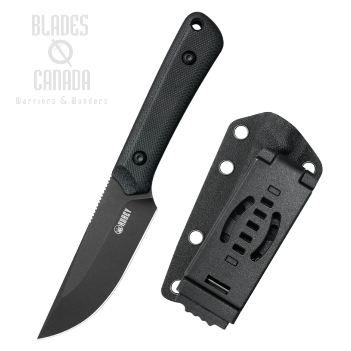 Kubey Thorn Fixed Blade Knife, 14C28N Blackwash, G10 Black, Kydex Sheath, KU413B