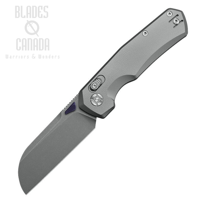 Kunwu Chad Framelock Folding Knife, PM60 Stonewash, Titanium Orange Peel, SX703T-2