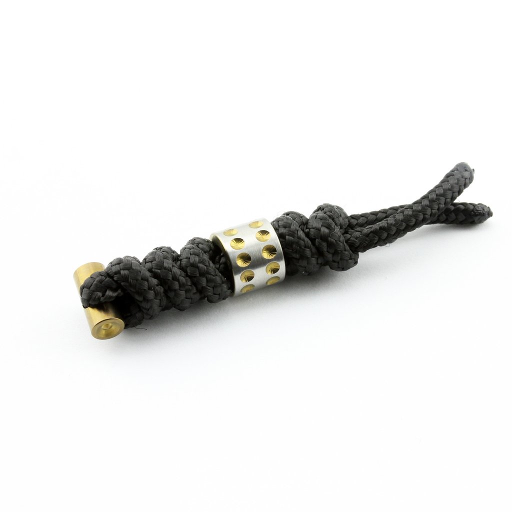 Chris Reeve Sebenza Large Lanyard, Black, Gold Dot Bead - Click Image to Close