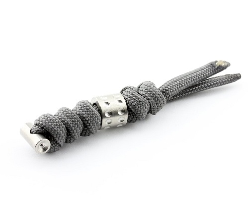 Chris Reeve Sebenza Large Lanyard, Charcoal, Silver Dot Bead - Click Image to Close