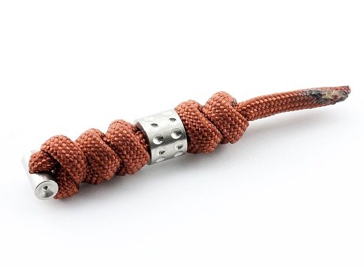 Chris Reeve Sebenza Large Lanyard, Rust, Silver Dot Bead - Click Image to Close