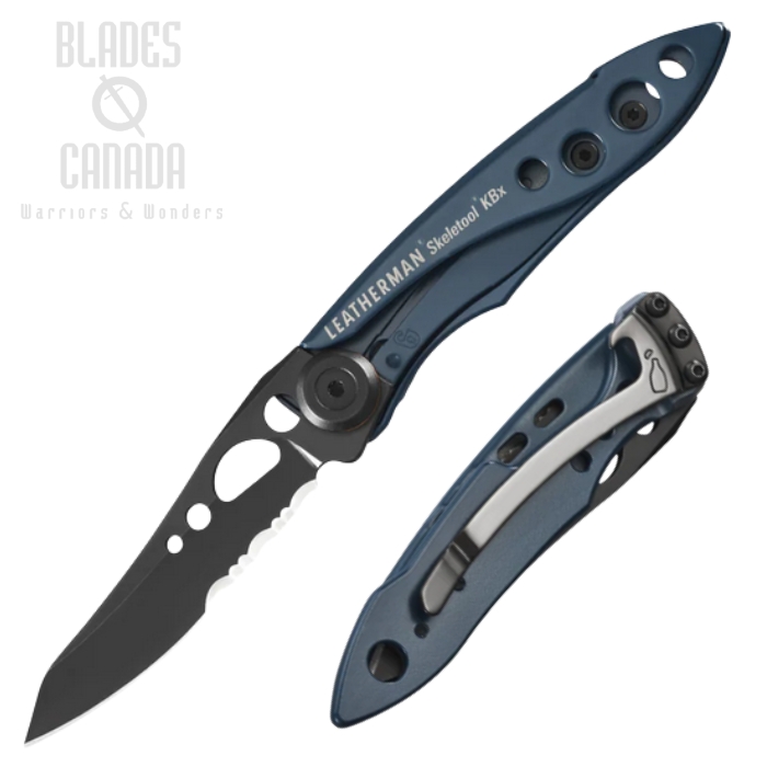(image for) Leatherman Skeletool KBX Folding Knife, Stainless Black Serrated, Aluminum Nocturnal, Bottle Opener, 833576