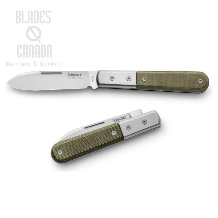 Lion Steel Barlow Roundhead Slipjoint Knife, M390, Green Cavas Micarta, CK0111 CVG