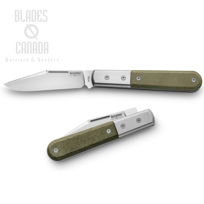 Lion Steel Barlow Shuffler Slipjoint Knife, M390, Green Canvas Micarta, CK0112 CVG