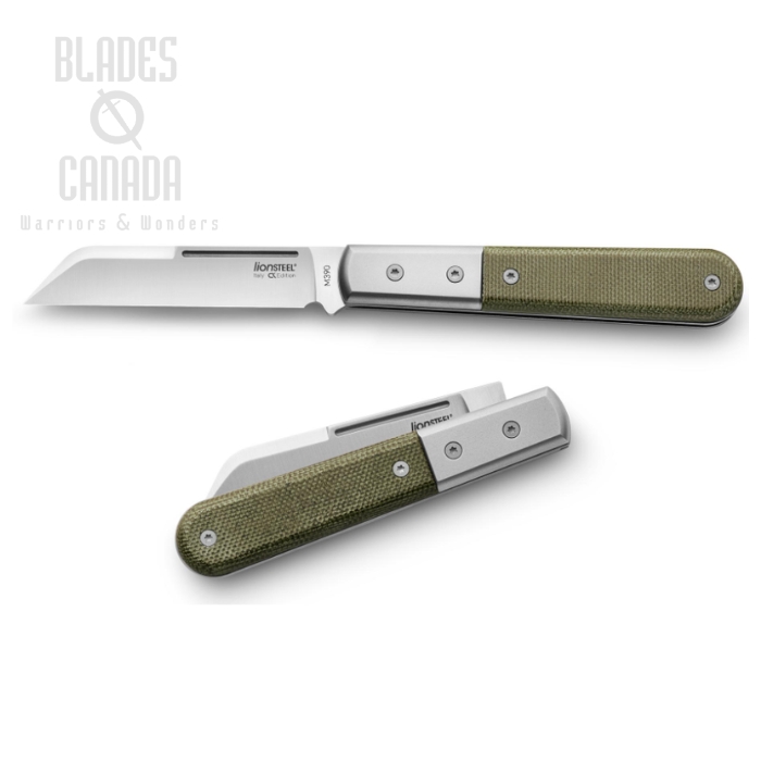 Lion Steel Barlow DOM Slipjoint Knife, M390, Green Canvas Micarta, CK0115 CVG