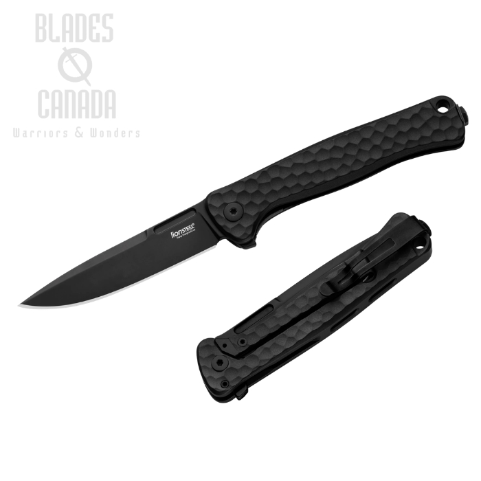 (image for) Lion Steel Emmet Flipper Framelock Knife, MagnaCut Black, Aluminium Black, EM01A BB