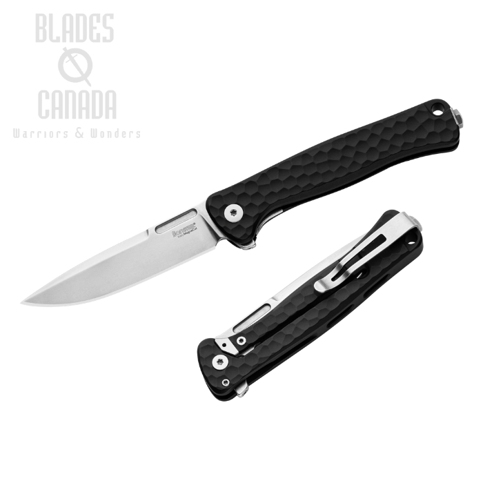 (image for) Lion Steel Emmet Flipper Framelock Knife, MagnaCut Stonewash, Aluminium Black, EM01A BS