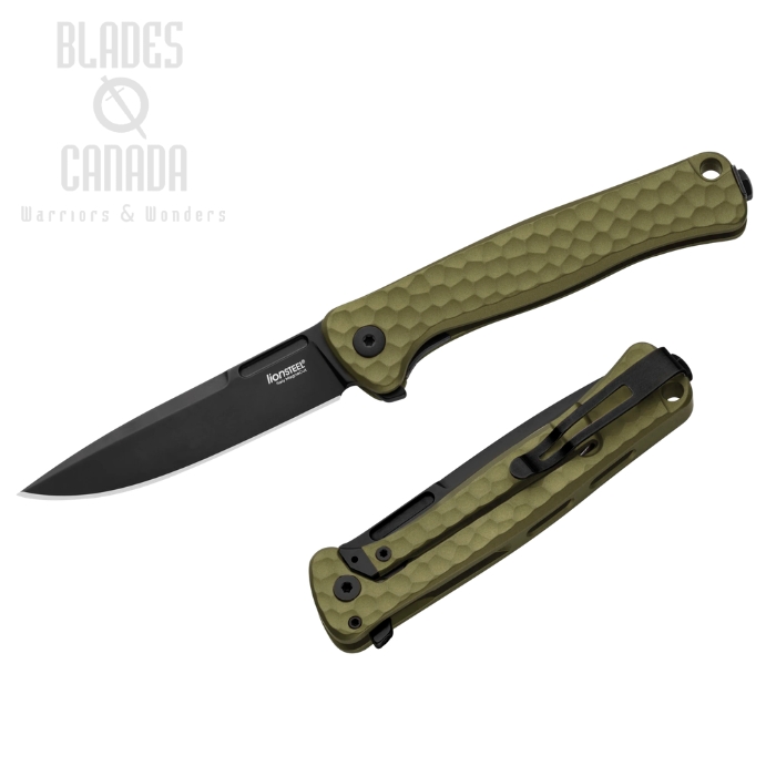 (image for) Lion Steel Emmet Flipper Framelock Knife, MagnaCut Black, Aluminium Green, EM01A GB
