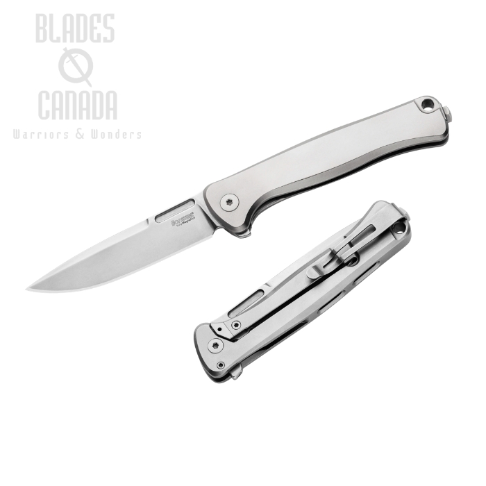 (image for) Lion Steel Emmet Flipper Framelock Knife, MagnaCut Stonewash, Titanium Grey, EM01 FL