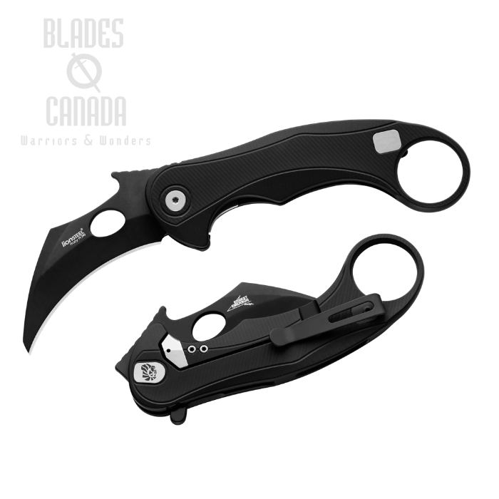 (image for) Lion Steel L.E.One Mid Flipper Frame Lock Knife, M390 Black, Aluminum Black, LE2 A BB