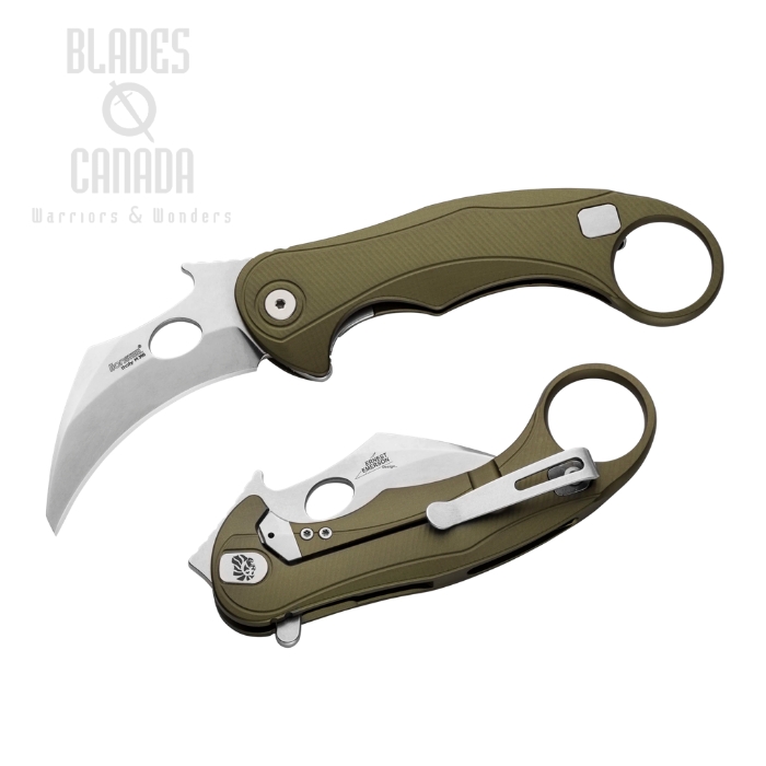 (image for) Lion Steel L.E.One Mid Flipper Frame Lock Knife, M390 Stonewash, Aluminum Green, LE2 A GS