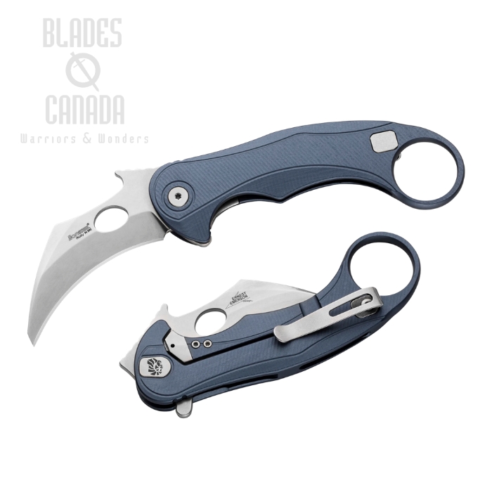 (image for) Lion Steel L.E.One Mid Flipper Frame Lock Knife, M390 Stonewash, Aluminum Ice Blue, LE2 A IS