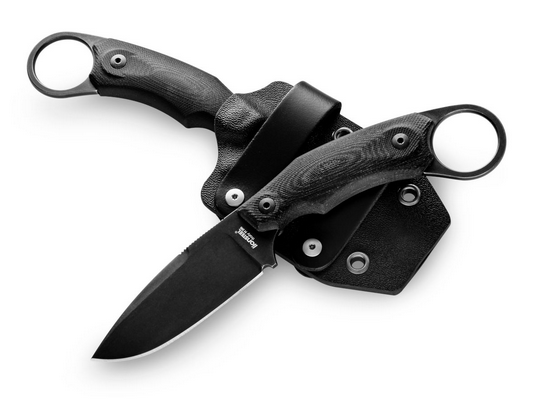 Lion Steel H2B GBK Fixed Blade Knife, M390 Black, G10 Black, Kydex Sheath, H2B GBK