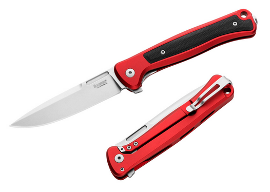 Lion Steel Skinny SK01A RS Flipper Framelock Knife, MagnaCut Black, Aluminum Red/Micarta Black