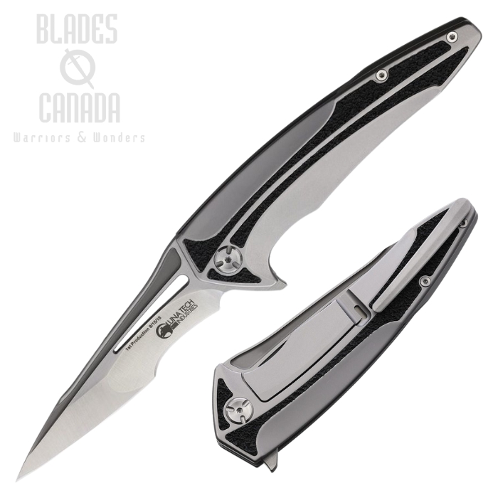 Luna Tech JB Flipper Framelock Knife, Stainless Satin, Stainless Handle w/Black Rubber Insert, LTK9700