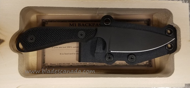 White River M1 Backpacker Pro Fixed Blade Knife, S35VN Black, G10 Black, Kydex Sheath
