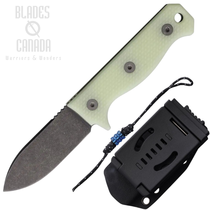 Maratac Compact R4A Slim Fixed Blade Knife, D2 Black SW, UGM Glow Textured Handle, Kydex Sheath, MAR117