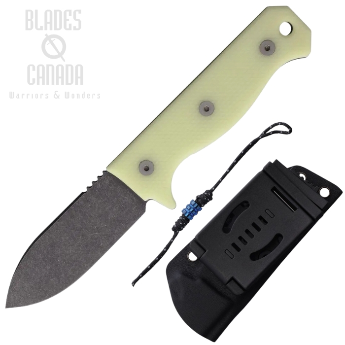 Maratac R4A Fixed Blade Knife, D2 Black SW, UGM Glow Textured Handle, Kydex Sheath, MAR118