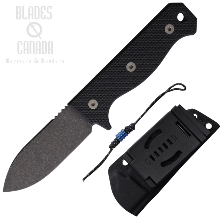 Maratac R4A Fixed Blade Knife, D2 Black SW, G10 Black, Kydex Sheath, MAR121