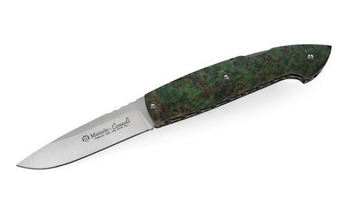 Maserin Consoli 402 Folding Knife, S35VN, Green Burl Handle