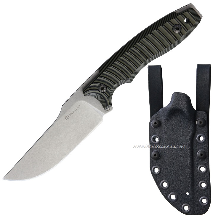 Maserin Italy LEO Fixed Blade Knife, N690, G10 Green/Black - Click Image to Close