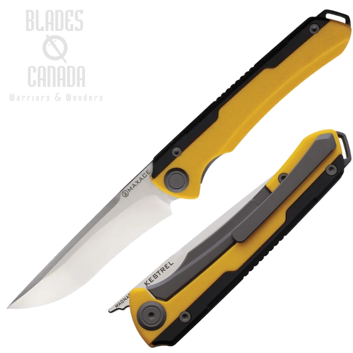 Maxace Kertrel Framelock Folding Knife, MagnaCut, G10 Yellow/Aluminum Black, MAXMM281B
