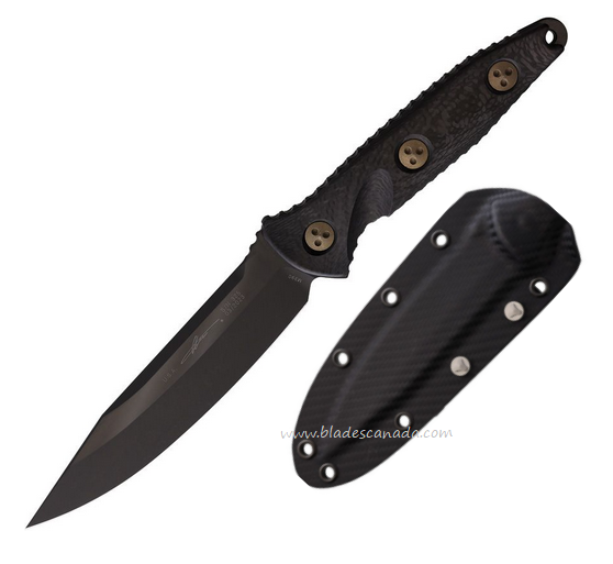 Microtech Socom Alpha S/E Fixed Blade Knife, M390 Black, Carbon Fiber, 1131DLCCFS