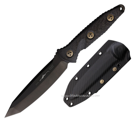 Microtech Socom Alpha T/E Fixed Blade Knife, M390 Black, Carbon Fiber, 1141DLCCFS