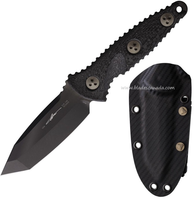 Microtech Socom Alpha Mini T/E CF Fixed Blade Knife, CF Handle, Kydex Sheath, MCT114M1DLCCFS