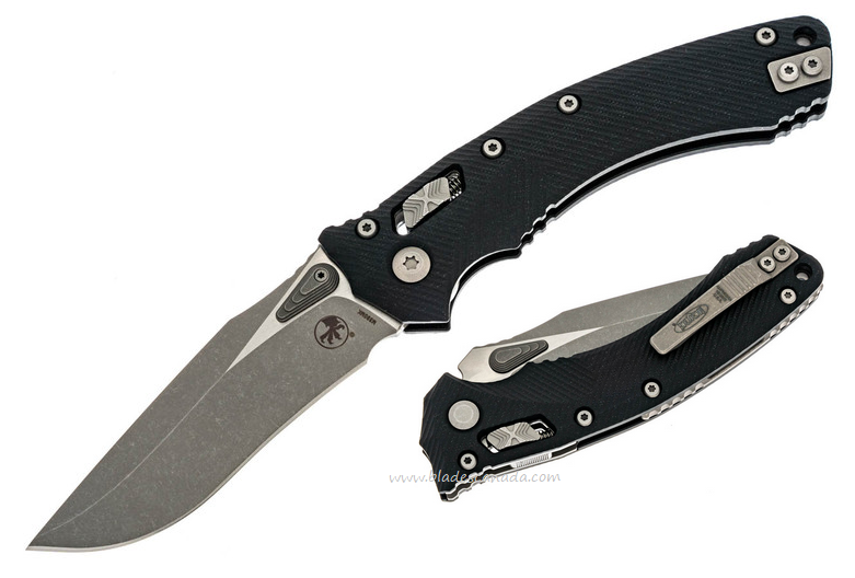 Microtech Amphibian Ram-Lok Folding Knife, M390MK Apocalyptic, G10 Black Fluted, 137RL-10APFLGTBK