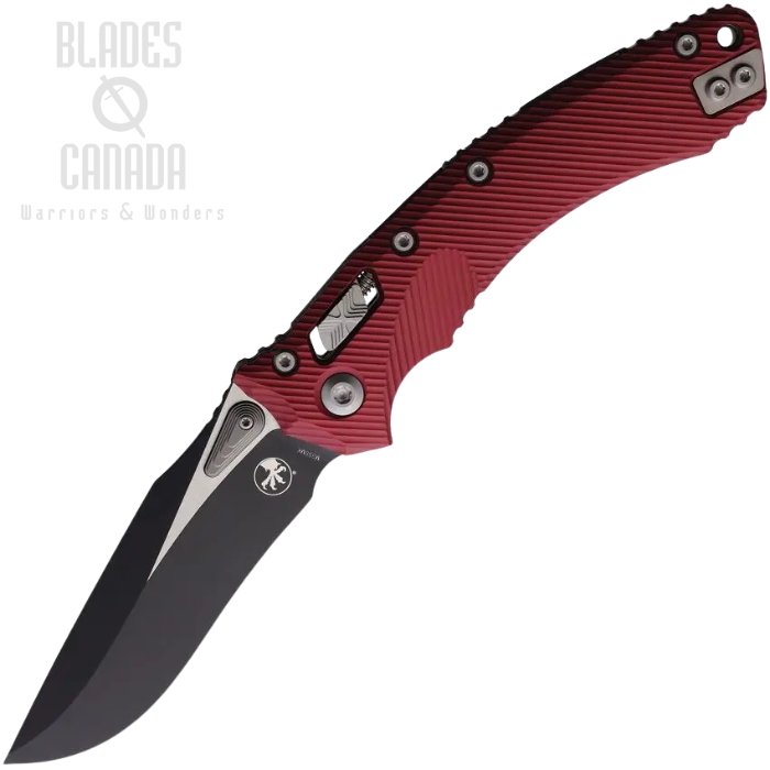 Microtech Amphibian S/E Ram Lok Folding Knife, M390 Two-Tone, Aluminum Merlot Fluted, 137RL-1FLMR