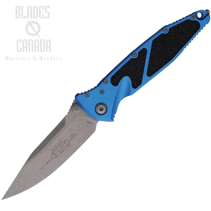 Microtech Socom Elite S/E Folding Knife, M390 Apocalyptic, Aluminum Blue, 160-10 APBL