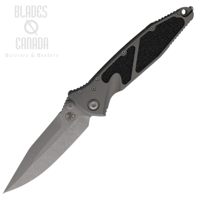 (image for) Microtech Socom Elite S/E Folding Knife, M390 Apocalyptic, Aluminum Grey/Black Traction, 160-10APNCSS