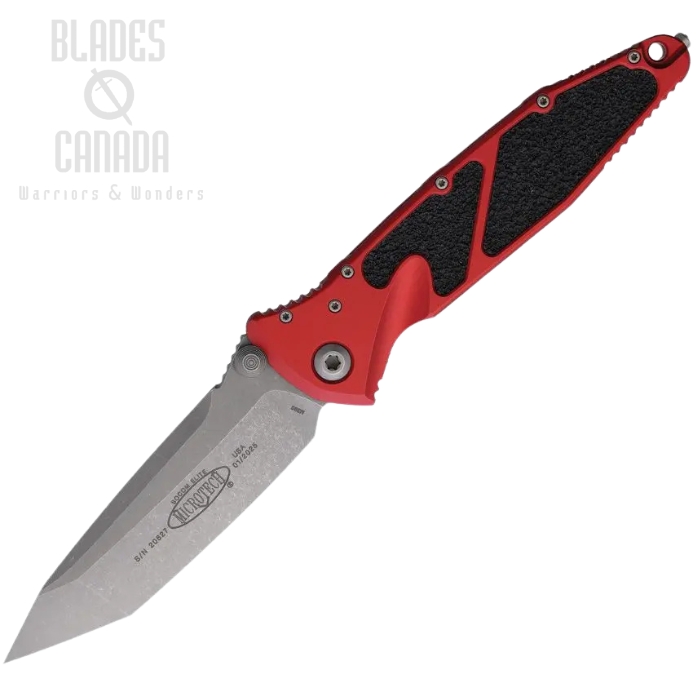 Microtech Socom Elite T/E Folding Knife, M390 Apocalyptic, Aluminum Red, 160-10 APRD
