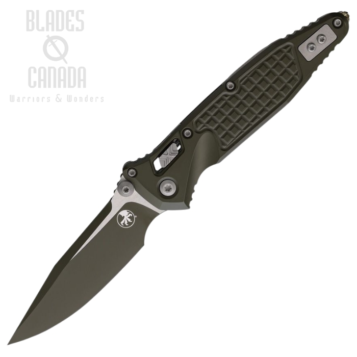 (image for) Microtech Socom Ram-Lok Folding Knife, M390 Two-Tone, Aluminum OD Green Frag, 160RL-1FRCMPOD-Z13