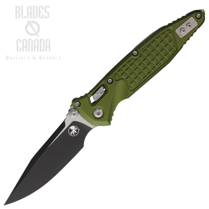(image for) Microtech Socom Ram-Lok Folding Knife, M390 Two-Tone, Aluminum OD Green Frag, 160RL-1FROD