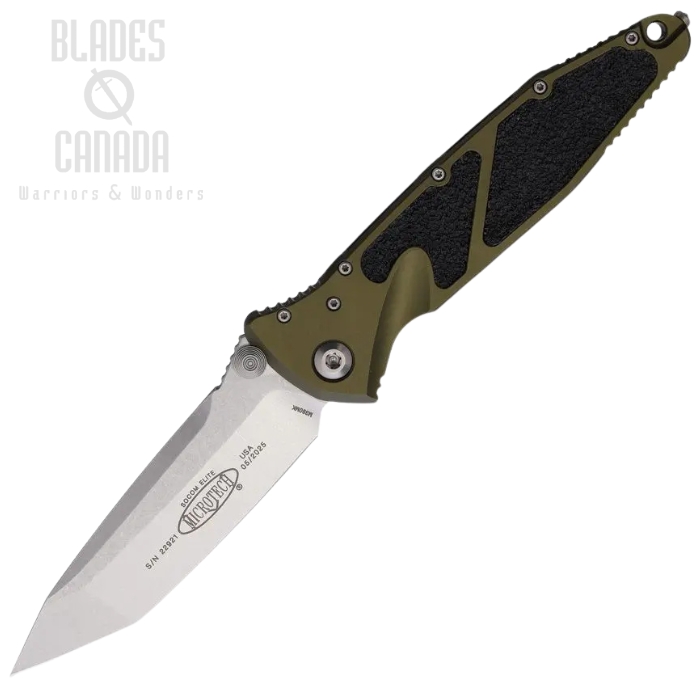 Microtech Socom Elite T/E Folding Knife, M390 SW, Aluminum OD Green, Glass Breaker, 161-10OD