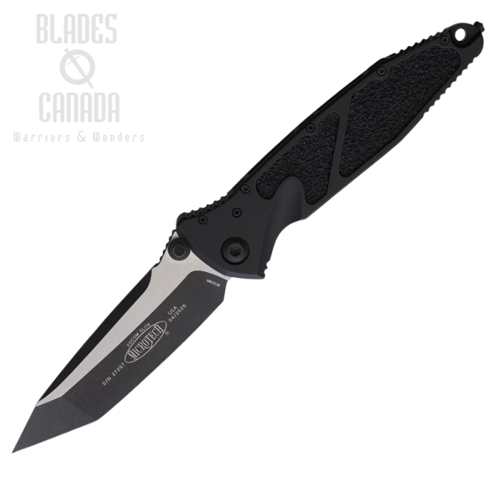 (image for) Microtech Socom Elite T/E Folding Knife, M390 Apocalyptic, Aluminum Black/Black Traction Insert, 161-1AP