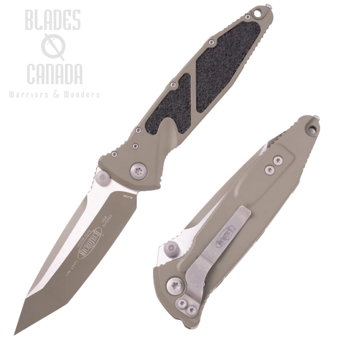 Microtech Socom Elite T/E Folding Knife, M390 Moss Green, Aluminum Moss Green w/Black Traction Insert, 161-1MG-C21Z13