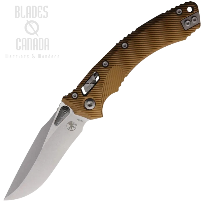 Microtech Amphibian S/E Ram Lok Folding Knife, M390MK SW, Aluminum Tan Fluted, 137RL-10FLTA