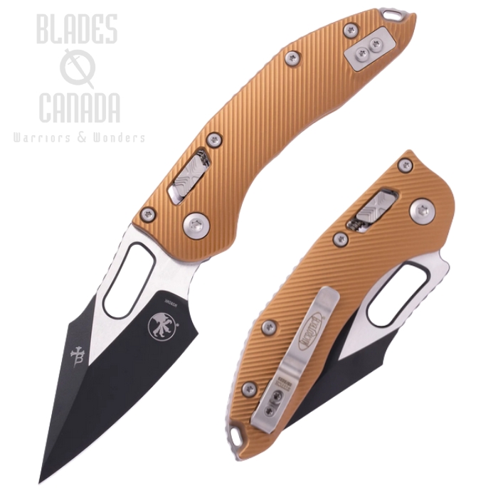 Microtech Stitch S/E Ram Lok Folding Knife, M390MK Two-Tone, G10 Tan Fluted, 169RL-1FLGTTA
