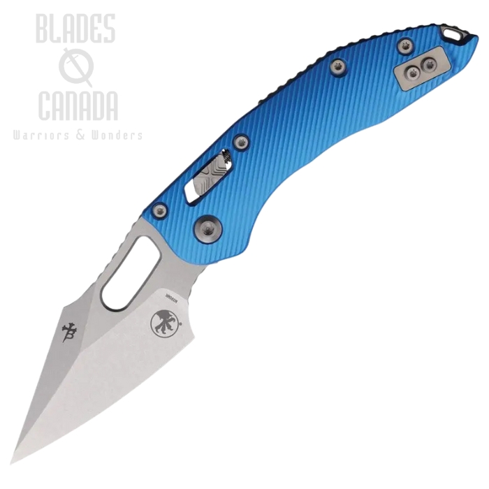 Microtech Stitch S/E Ram Lok Folding Knife, M390 SW, Aluminum Blue Fluted, 169RL-10FLBL