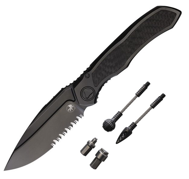 Microtech Anax Framelock Folding Knife, Ti Handle w/CF inserts, MCT190C2DLC