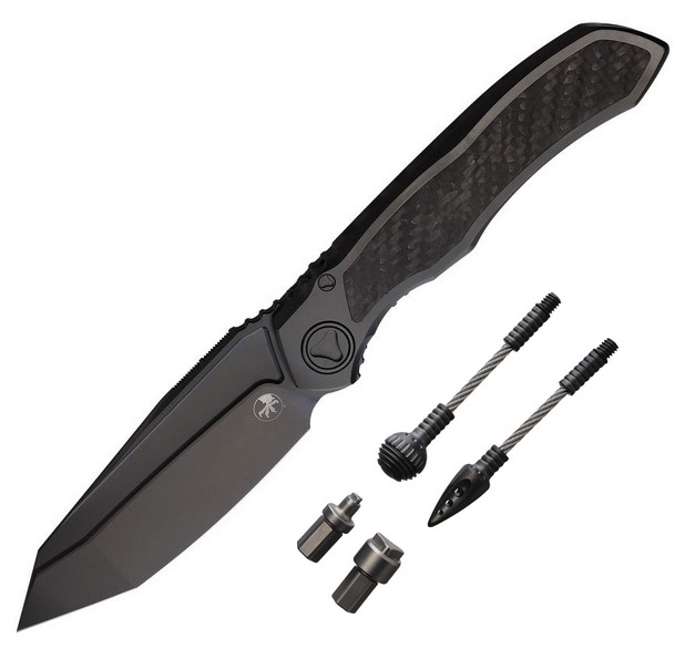 Microtech Anax Framelock DLC Stand Folding Knife, Ti Handle w/CF inserts, MCT191C1DLC