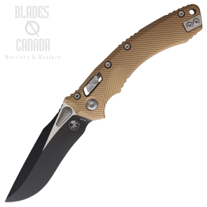 (image for) Microtech Amphibian S/E Ram Lok Folding Knife, M390MK Two-Tone, Aluminum Brown Fluted, 137RL-1 FLBN