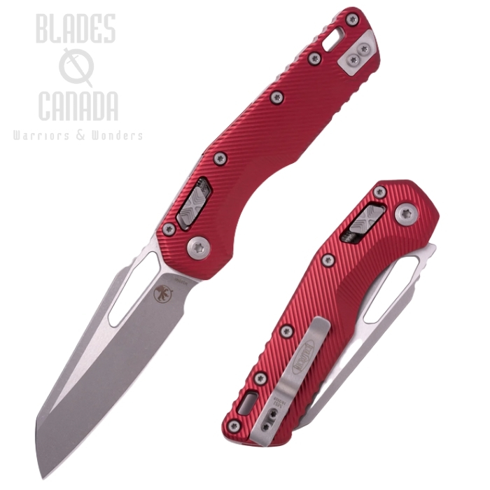 Microtech MSI Ram Lok Folding Knife, M390 Apocalyptic, Aluminum Merlot Fluted, 210-10APFLMR