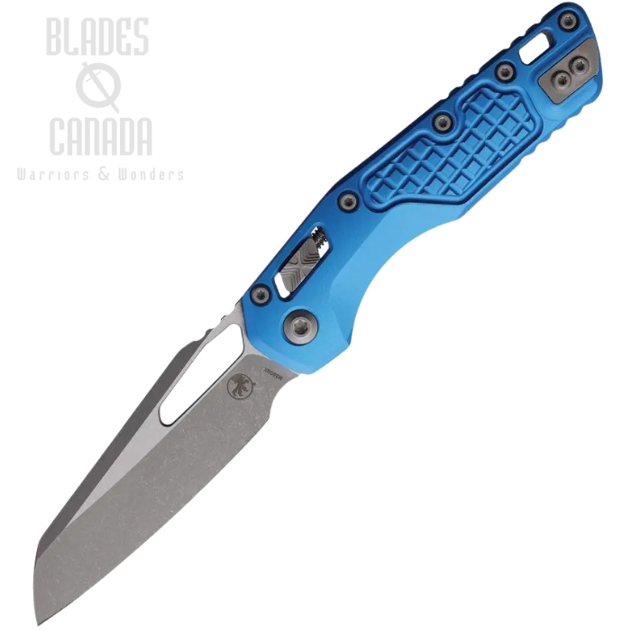 Microtech MSI Ram Lok Folding Knife, M390 Apocalyptic, Aluminum Blue Frag, 210-10APFRBL