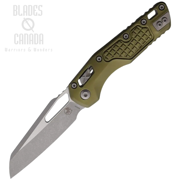 Microtech MSI Ram-Lok Folding Knife, M390 Apocalyptic, Aluminum OD Green Frag, 210-10APFROD